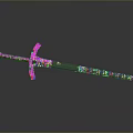 Vibrant Fantasy Weapon Sword With Pink Hilt Multicolored Blade And Shiny Reflection