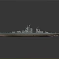 Detailed 3D Model of Battleship With Deck Turrets and Masts