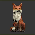 Detailed Game Movie Character Fox With Orange White Fur Sitting Posture Design