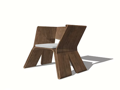 Two Modern Wicker Leisure Chairs With White Cushions And Stylish Design 3d model