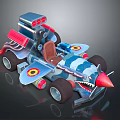 Colorful Shark Mouth Flying Car Toy With Propeller Tail Fin And Wheels