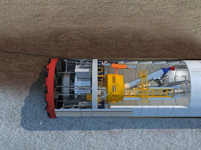 Industrial Tunnel Boring Machine With Cylindrical Structure And Internal Yellow Machinery For Underground Construction 3d model