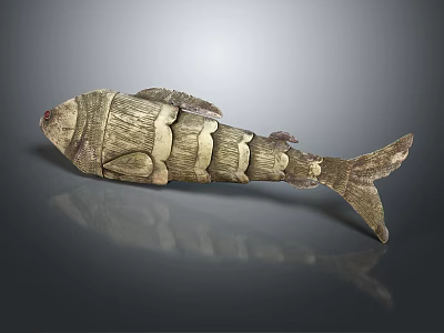 Fish Shaped Decorative Ornament Set With Textured Surface And Artistic Design 3d model