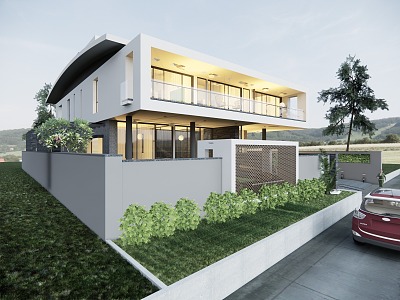 Modern single-family villa Homestay Two-storey villa Cantilever villa 3d model