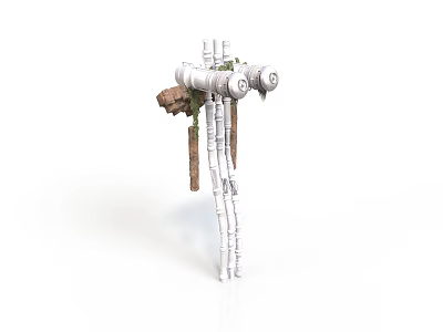 Detailed 3D Mechanical Skeletal Structure With White Frame Brown Components And Circular Joints 3d model