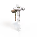 Detailed 3D Mechanical Skeletal Structure With White Frame Brown Components And Circular Joints