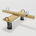 Wooden Fitness Exercise Bar With Metal Rings And Spring Bases