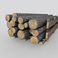 Natural Wooden Logs Stacked On Rustic Wooden Rack For Storage And