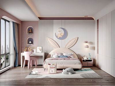 Modern Children's Room Girls Room 3d model