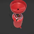 Portable Red Wheeled Canister with Bowl Shaped Top and Flexible Hose
