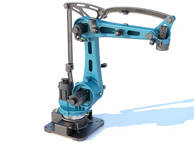 Advanced Blue Industrial Robotic Arm With High Precision For Automated Manufacturing Tasks 3d model