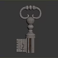 Hardware Tool Metal Key With Decorative Top And Ornate Design Elements 3d model