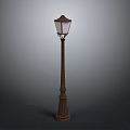 Vintage Street Lamp With Textured Pedestal Base And Lantern Shade