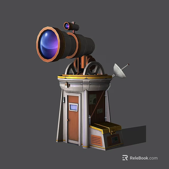 Professional Commercial Telescope Equipment With Metal Stand Control Panel And Circular Viewing Port 3d model 
