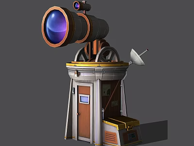 Professional Commercial Telescope Equipment With Metal Stand Control Panel And Circular Viewing Port 3d model