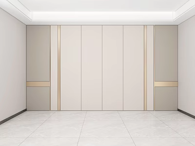 Modern Minimalist Background Wall In Spacious Room With Golden Accents 3d model