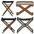 Modern Stools with X-Shaped Legs and Various Upholstered or Solid Seats in Multiple Colors 3d model