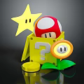 Mario Question Block With Red Mushroom Yellow Star And Fire Flower
