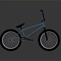 Blue BMX Bicycle With Black Handlebars Seat And White Rims Red Spokes