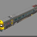 Yellow and Gray Train with Number 152 Red Logo and Multiple Carriages 3d model
