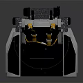 Black Seat With Headrest Yellow Safety Belt Gray Armrests And Stable Metal Base