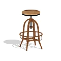 Modern Bar Stool With Round Wooden Seat Metal Frame And Woven Structure For Home Use