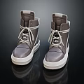 Modern Gray High Top Leather Shoes With Light Colored Laces And White Sole