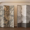 Wind retro new Chinese partition screen 3d model