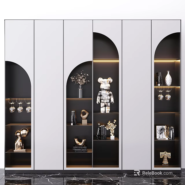 Modern Decorative Cabinet With Built in Lighting And Display Shelves For Ornaments 3d model 