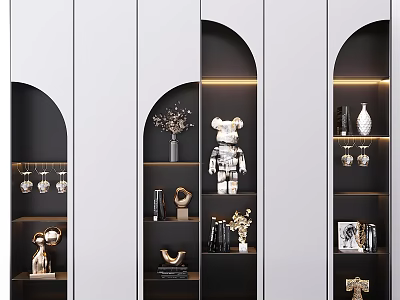 Modern Decorative Cabinet With Built in Lighting And Display Shelves For Ornaments 3d model