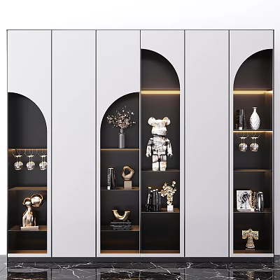 Modern Decorative Cabinet With Built in Lighting And Display Shelves For Ornaments 3d model