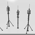 Industrial Communication Equipment Featuring Tripod Stands Multiple Antennas And Metal Structure