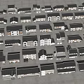 Different Styles of Japanese House Models with Dark Roofs Neatly Arranged