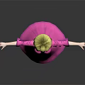 3D Cartoon Character With Blonde Hair Pink Dress Blue Shoes And Outstretched Arms