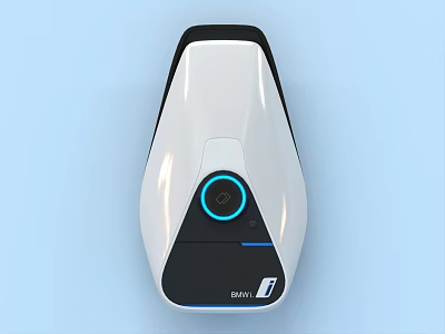 IPWALL Smart Security Device With White Black Body And Blue Lens Design 3d model