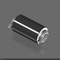 Black Cylindrical Electronic Capacitor With Metal Leads On Blue Surface 3d model