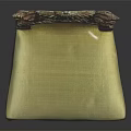 Ornate Vintage Chair With Intricately Carved Backrest And Light Yellow Cushion