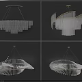 Modern Sculptural Chandeliers With Crystal Elements And Geometric Metal Hanging Frames 3d model