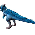 Blue Feathered Dinosaur With Vibrant Plumage Sharp Teeth And Dynamic Standing Pose 3d model