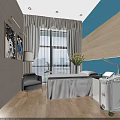 Modern Beauty Treatment Room Interior With Treatment Bed Equipment Decorative Paintings And Potted Plant