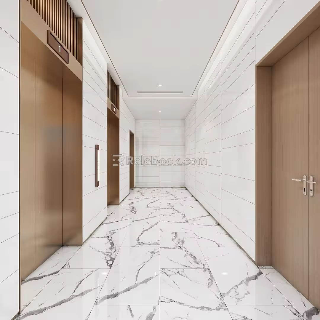 modern elevator hall elevator aisle corridor public area unit office building elevator decoration 3d model
