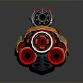 Cartoon Style Tank With Yellow Body Red White Stripes Red Wheels And Top Cannon