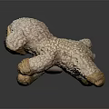 Soft White and Light Brown Plush Lamb Toy on Dark Background with Reflection 3d model