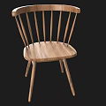 Natural Wooden Accent Chair With Curved Backrest Spindle Slats Solid Wood Seat And Slim Legs