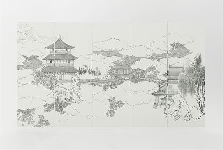 New Chinese background wall decorative wall 3d model