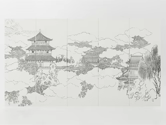 New Chinese background wall decorative wall 3d model