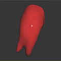 Curved Red Organ and Hair Sculpture with Smooth Surface and Abstract Design