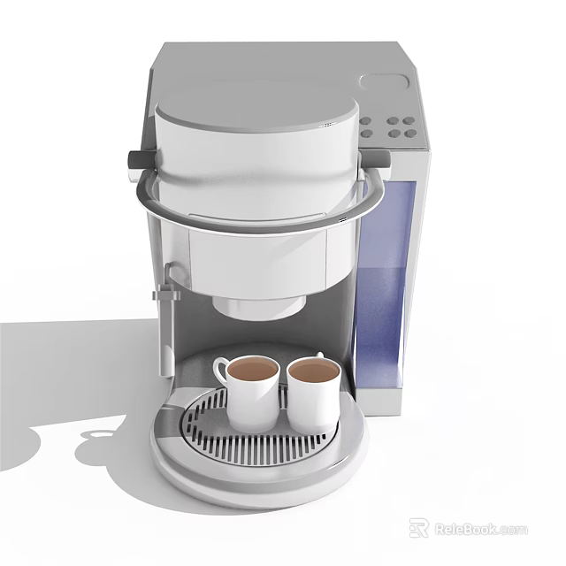 Modern Kitchen Appliance Coffee Machine With Double Cups And Stylish Design 3d model 