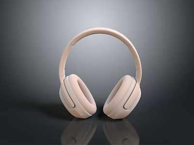 Pink Over Ear Headphones With Comfortable Ear Cups And Adjustable Headband 3d model