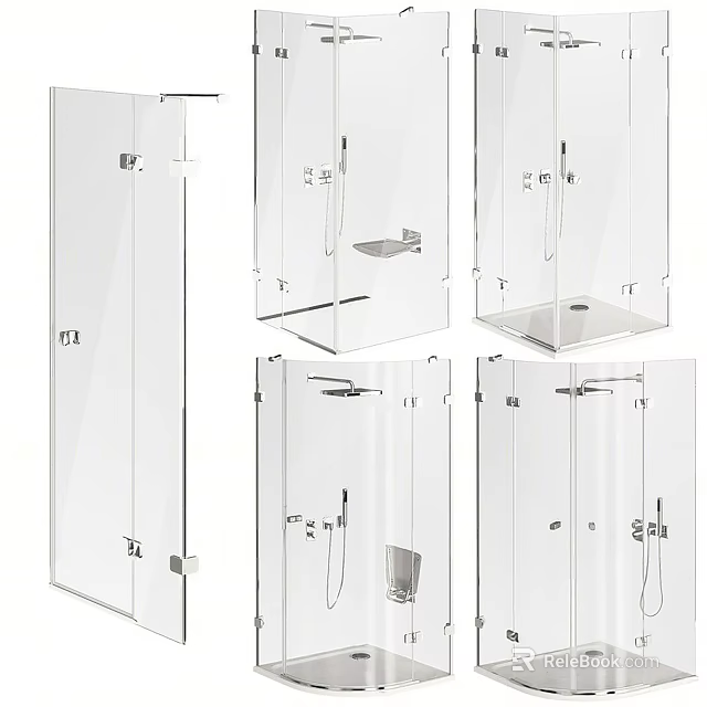 Contemporary Shower Sauna Glass Enclosures With Various Door Designs And Hardware Fittings 3d model 